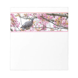Bloc-notes Pigeon en fleurs de cerisier rose