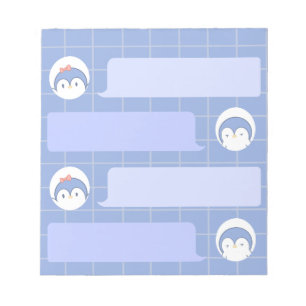 Bloc-notes Pingouin Bleu Mignon Grille Minimalis