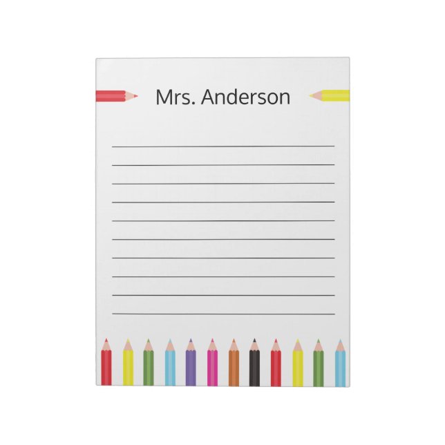 Bloc-notes pour enseignants au crayon arc-en-ciel (Tourné)
