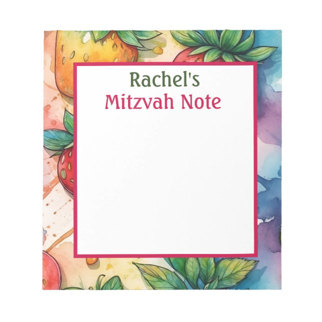 Bloc-notes pour filles Notes de Mitzvah aux Fraise (Devant)