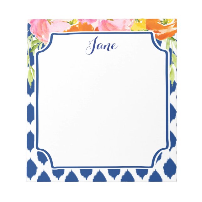 Bloc-notes pour les fleurs d'aquarelle modernes (Devant)