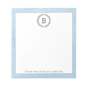 Bloc-notes pour monogramme de couronne bleue