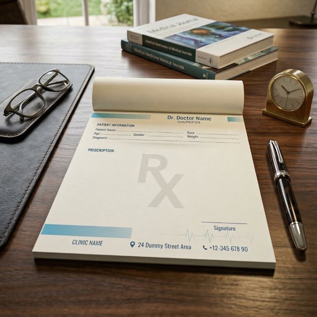 Bloc-notes pour ordonnances – Rx modifiable pour l (Prescription Pad Notepad – Editable Rx for Doctors
)