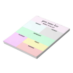 Bloc-notes pour planificateur hebdomadaire personn