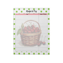 Bloc-notes pour recette de cerise mignonne
