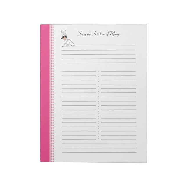 Bloc-notes recette avec Kitchen Art pour Classeur (Tourné)