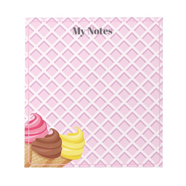Bloc-notes rose gaufre crème glacée (Devant)