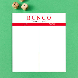 Bloc-notes simple de table Bunco rouge et blanc