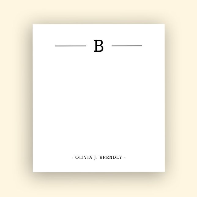 Bloc-notes simple élégant monogramme noir et blanc (Créateur téléchargé)