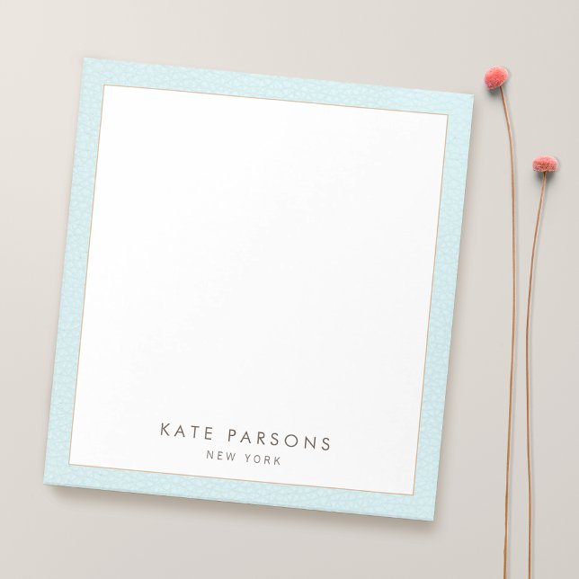 Bloc-notes simple et élégant en cuir bleu pastel (light blue leather texture border notepad)