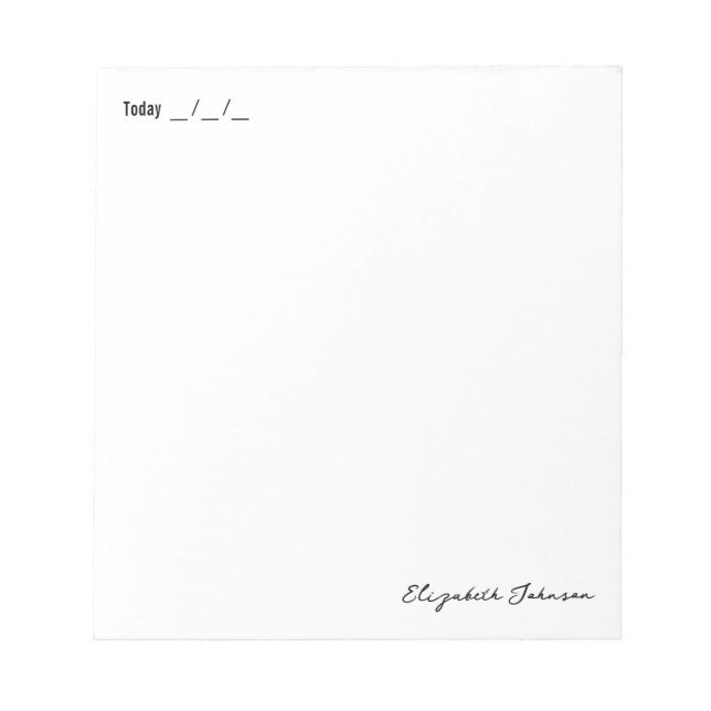 Bloc-notes simple personnalisé avec date et nom (Devant)
