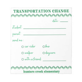 Bloc-notes sur le changement de transport amusant