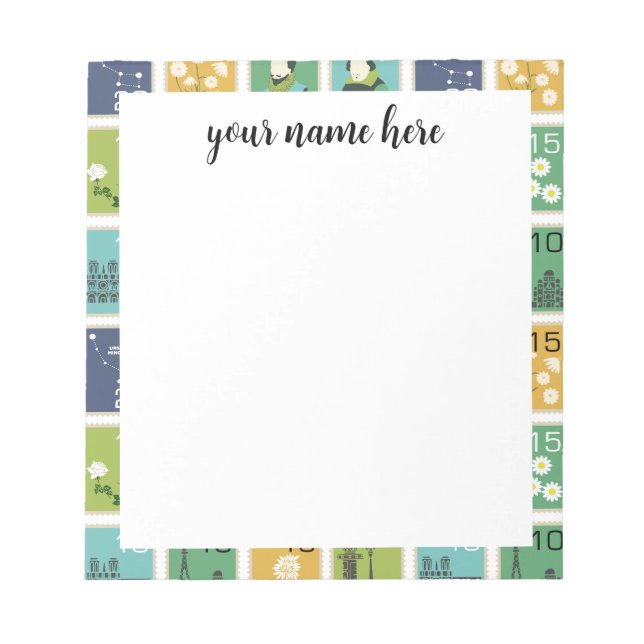 Bloc-notes sur les timbres postérieurs personnalis (Devant)