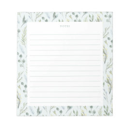 Bloc-notes vert bleu botanique Aquarelle Florales