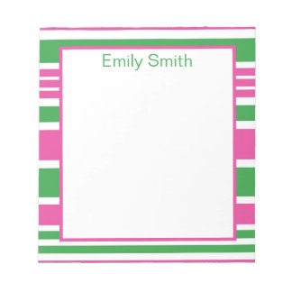 Bloc-notes vert et rose Stripe Kelly
