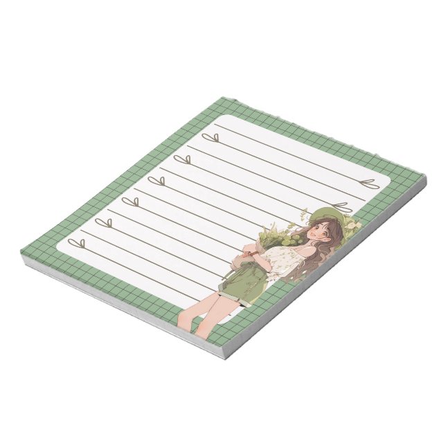Bloc-notes vert simple Anime Boho (Tourné)