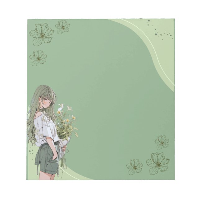 Bloc-notes vert simple Anime Boho (Devant)