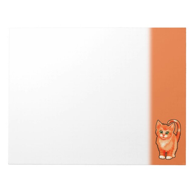Bloc-notes vierge avec design de chaton roux. (Devant)