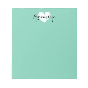 Bloc-notes vintage personnalisé vert menthe cardia