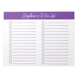 Bloc-notes Violet 8.5x11 Deux Colonnes Liste de Co