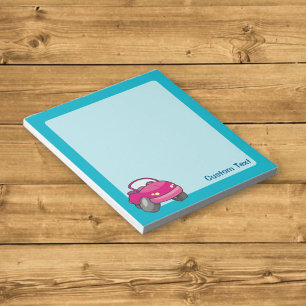 Bloc-notes voiture dessin animé rose