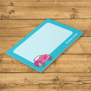 Bloc-notes voiture dessin animé rose