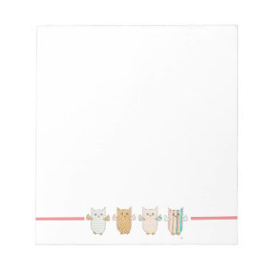 Bloc-notes volant 4 Chouettes pastel