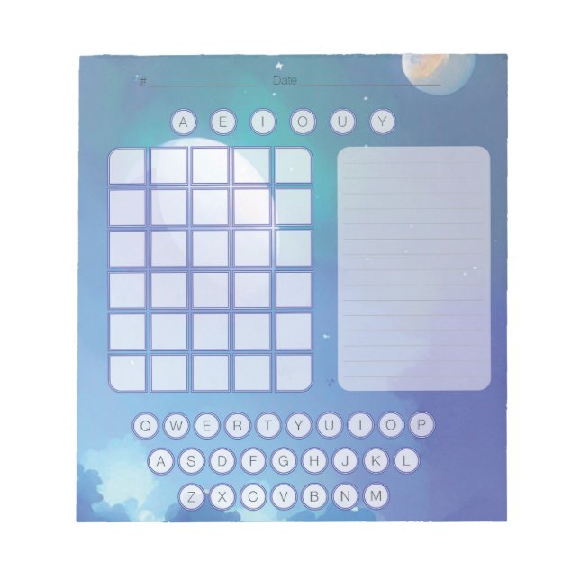 Bloc-notes Wordle Scratch Pad - Aquarelle spatiale (Devant)