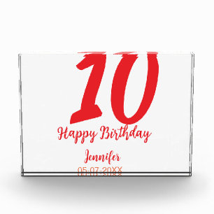 Bloc Photo 10e anniversaire ajouter nom date année rouge modè