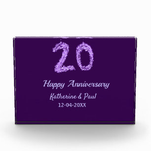 Bloc Photo 20e heureux anniversaire ajouter nom du couple dat