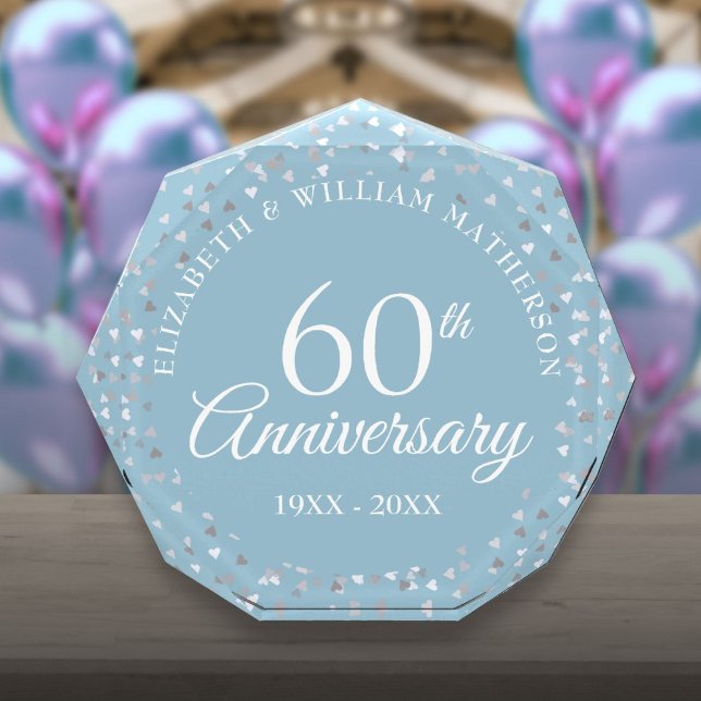 Bloc Photo 60e anniversaire de Mariage Amour Coeurs Confetti (60th Wedding Anniversary Love Hearts Confetti Photo Block)