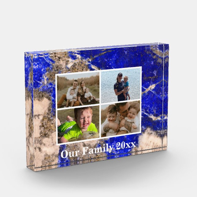 Bloc Photo Abstrait moderne Lapis Lazuli Bleu Granite marbre (Gauche)