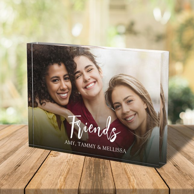 Bloc Photo Amis modernes personnalisés (Calligraphy script "Friends" Custom personalized photo block)