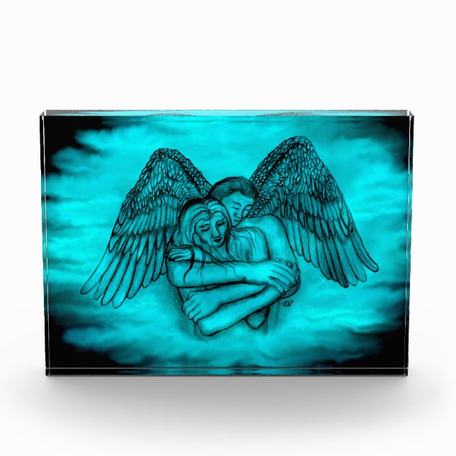 Bloc Photo Angel Eros en amour, design noir et vert (Devant)