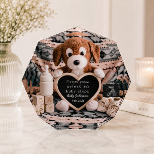 Bloc Photo Annonce de grossesse avec une peluche de chiot ado