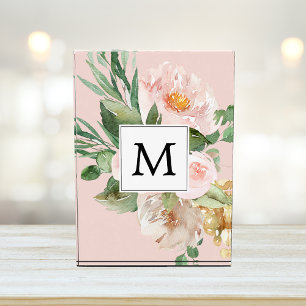 Bloc Photo Aquarelle moderne Fleurs roses Monogrammes