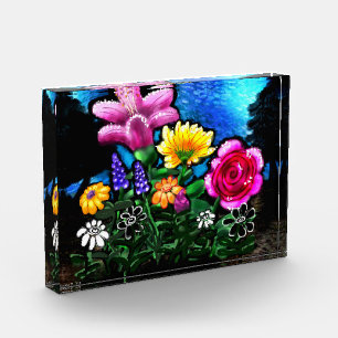 Bloc Photo Arbre Acrylique Art Fleurs Abstraites lunaires