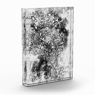 Bloc Photo Arbre De Vie - Spirales Feuille Grunge Style 1