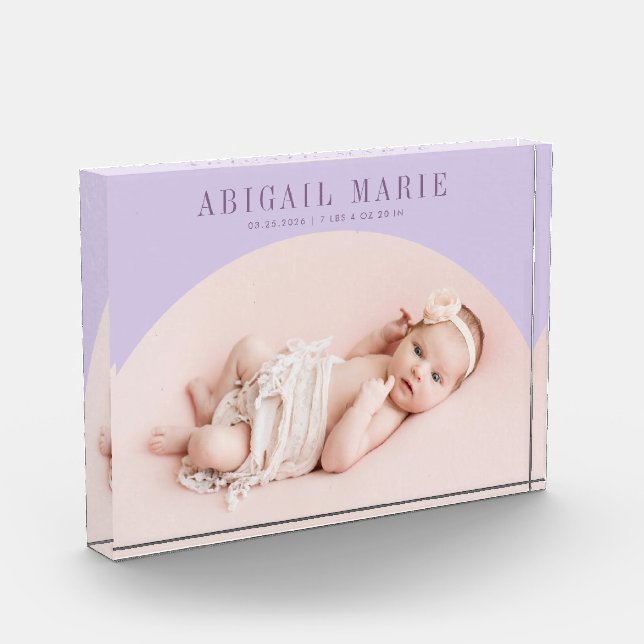 Bloc Photo Arc violet clair garde photo bébé (Gauche)