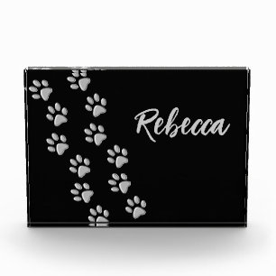Bloc Photo Arrière - plan noir Silver Dog Paws Motif d'impres