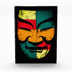 Bloc Photo Art mural de masque tribal abstrait – Distressed c