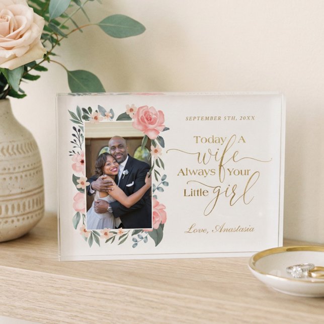 Bloc Photo Aujourd'hui une femme, toujours votre petite fille (Father Daughter Wedding Gift Keepsake Photo Block)
