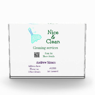 Bloc Photo Balai nettoyant vert bleu pailleté ajouter nom adr