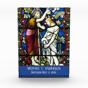 Bloc Photo Baptême adulte Jésus St John en verre souillé