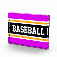 BASEBALL rose vif noir blanc rayures jaunes