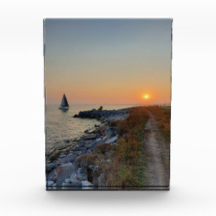 Bloc Photo Bateau sur le lac Ontario pendant la carte Sunset