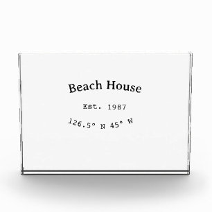 Bloc Photo Beach house et. Date année coordonnées personnalis
