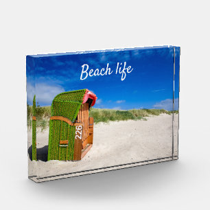 Bloc Photo Beach life Green Beach chaise photo avec texte