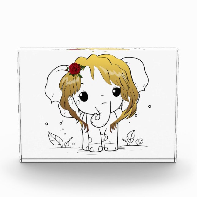 Bloc Photo Beau éléphant femelle aux cheveux jaunes (Devant)