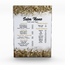 Bloc Photo Beauty Nail Salon Prix du menu Gold confetti